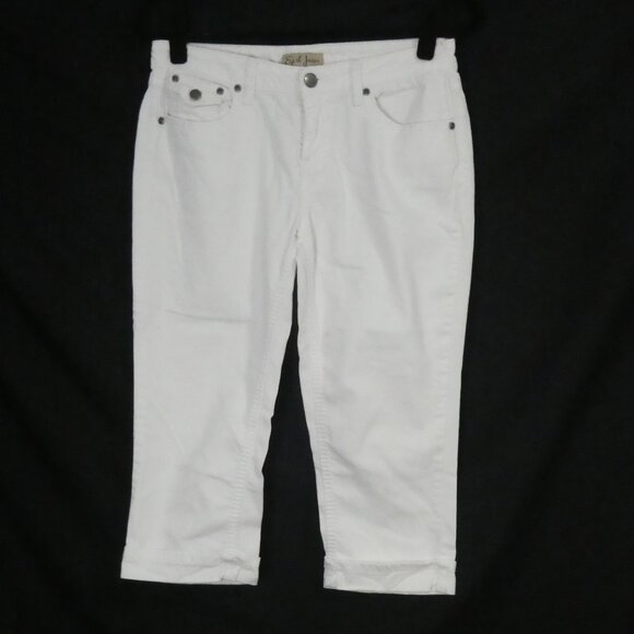 EARL JEANS | size 6 | Chic White Rolled Cuff Capris - Picture 1 of 16